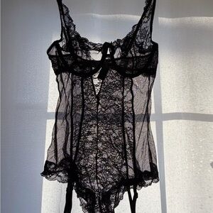 Victoria's Secret Sheer Black Lace Chemise